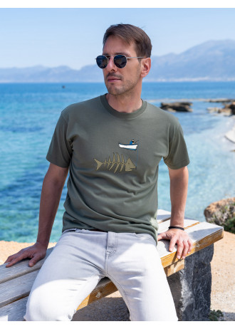 Fishing boat & Fishbone - T-Shirts