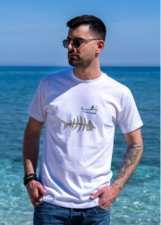 Fishing boat & Fishbone - T-Shirts