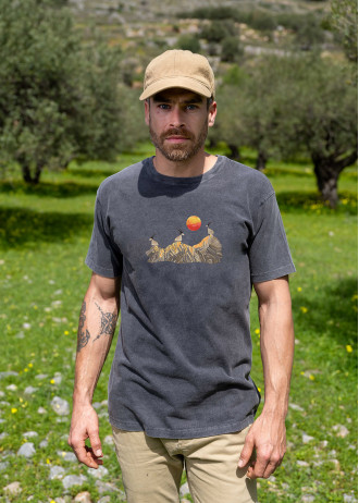 Cretan goats on a jagged ridge - Stonewashed T-Shirts
