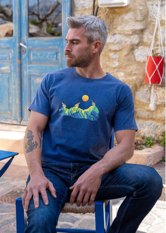 Cretan goats on a jagged ridge - Stonewashed T-Shirts