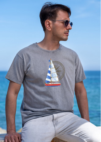 Sailing boat & Compass - Stonewashed T-Shirts