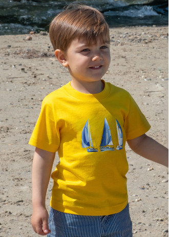 Triple Blue Sailboats - T-Shirts