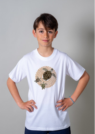 Turtle Family & Ancient Patterns - T-Shirts