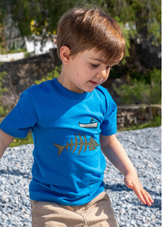 Fishing Boat & Fish Skeleton - T-Shirts