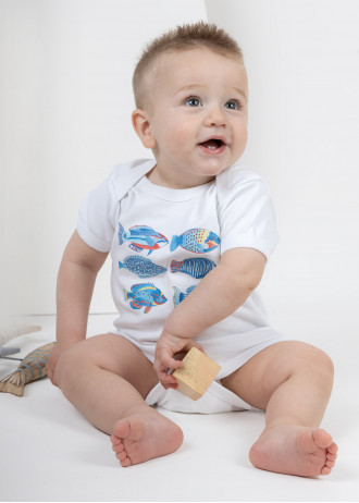 With sleeve - Watercolour Fish - Bodysuits