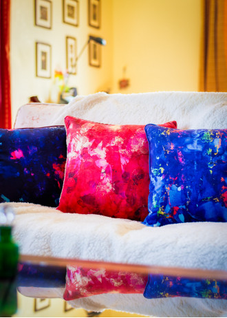 Mimi Roberts - Ink Splash Fuchsia - Cushions Velvet